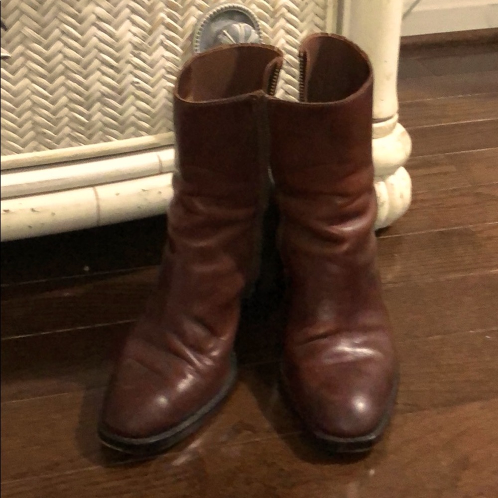 Frye mid height boots with heel